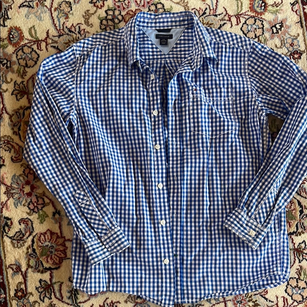 Tommy Hilfiger Blue Checkered Shirt size 16-18💙🤍